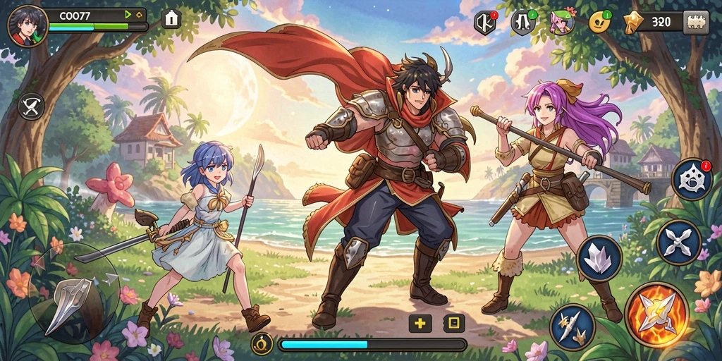 Gameplay COO77 menampilkan pertarungan epik dan karakter yang mengagumkan.