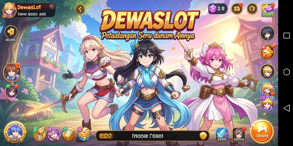 Screenshot gameplay DEWASLOT menampilkan karakter anime yang dinamis.