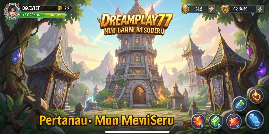 Tangkapan layar utama dari gameplay menara pertahanan yang intens.