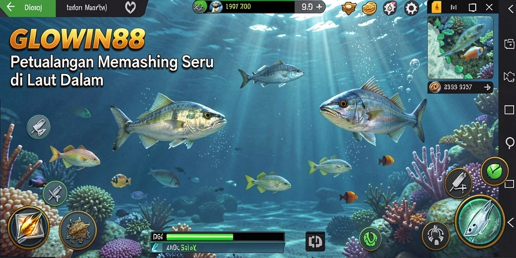 Screenshot gameplay GLOWIN88 menampilkan aksi memancing yang mendebarkan.
