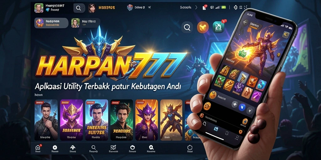 Tampilan utama antarmuka aplikasi HARAPAN777 dengan fitur Utility.