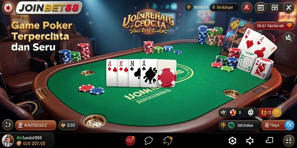 Tampilan gameplay Poker menarik dari JOINBET88 yang mendebarkan.