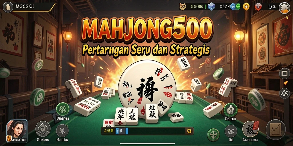 Screenshot memperlihatkan pertarungan intens di MAHJONG500.