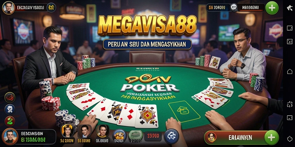Tampilan gameplay seru dalam MEGAVISA88 yang penuh dengan aksi Poker.