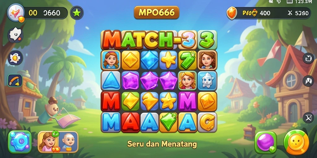 Tampilan gameplay seru dan menantang di Match-3 MPO666.