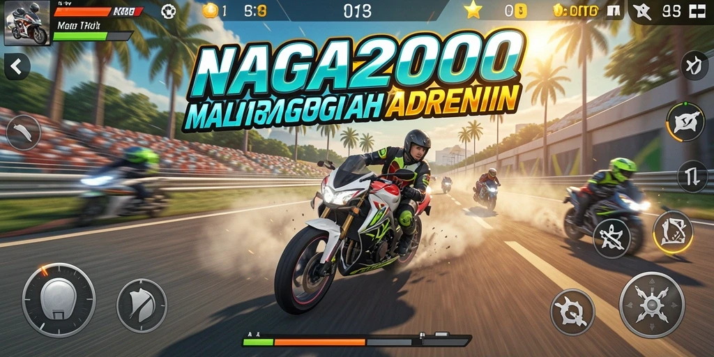 Tampilan aksi balapan motor yang mendebarkan dalam NAGA2000.