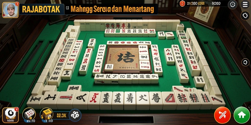 Tampilan seru gameplay RAJABOTAK dalam permainan Mahjong.