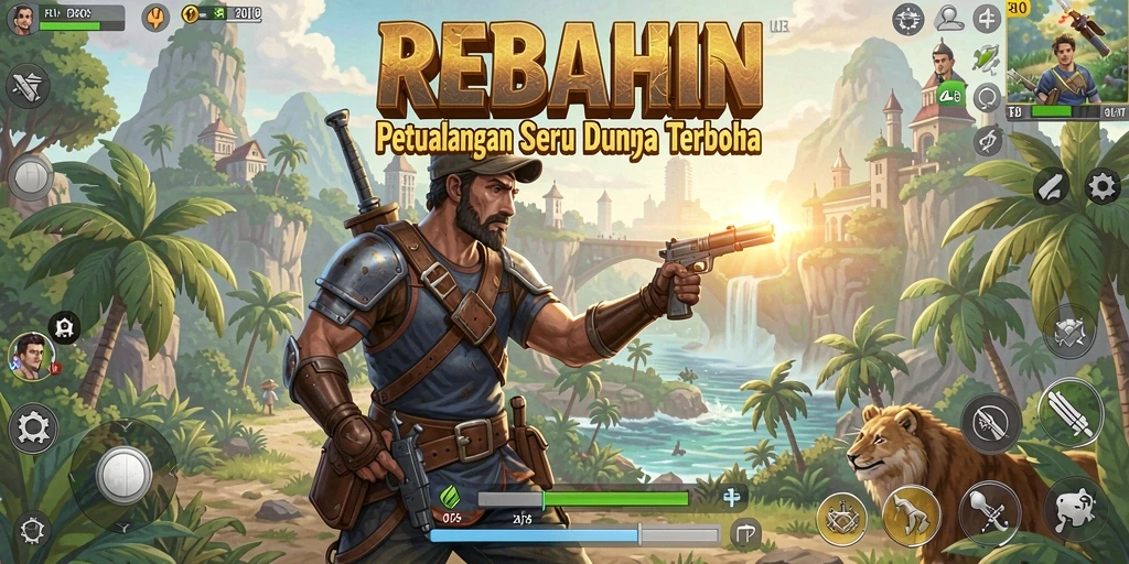 Tangkapan layar gameplay REBAHIN menunjukkan luasnya dunia terbuka.