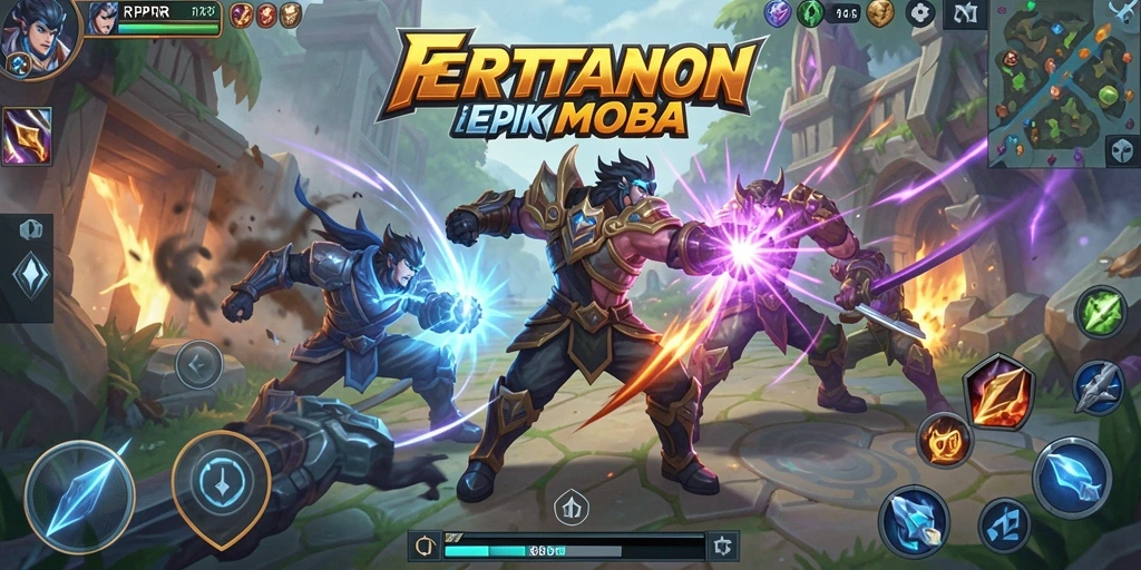 Gameplay seru dalam pertempuran MOBA RPRR.