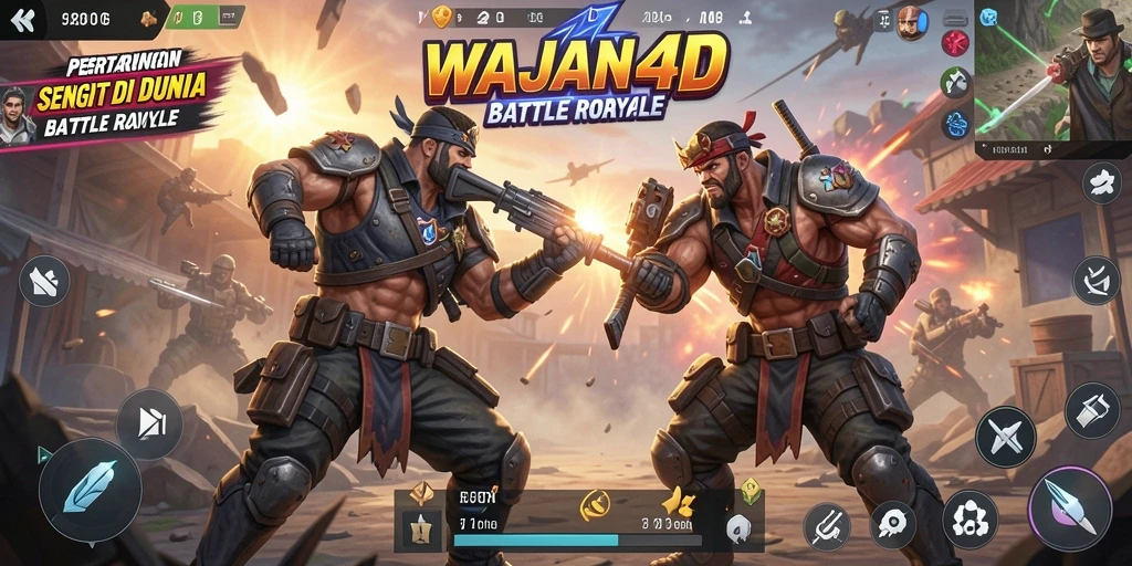 Tangkapan layar utama dari gameplay seru di WAJAN4D, pertarungan Battle Royale yang mendebarkan.